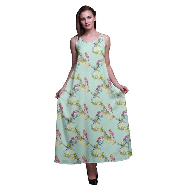 Bimba Robe Longue Décontractée pour Femmes en Rayonne à Bretelles Spaghetti, Maxi d'Été, Robe Soleil - XX-Grand
