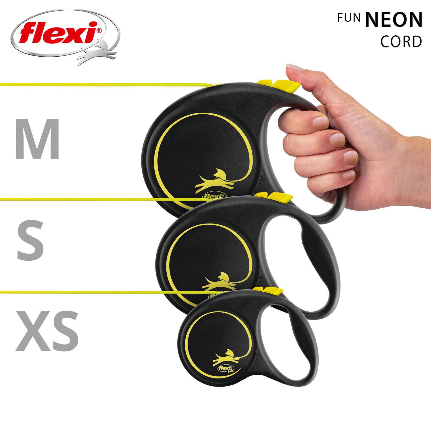 Flexi Moyenne FUN Néon Réfléchissante Rétractable Chien Laisse 5m/16ft