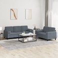 thumbnail image 1 of vidaXL 2 Piece Sofa Set with Pillows Dark Grey Velvet, 1 of 5