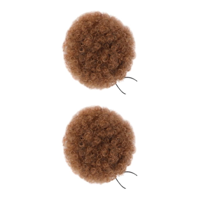 VONKY Convenient Synthetic Afro Ponytail Clip Lightweight And Comfortable To Wear Brown 2Set