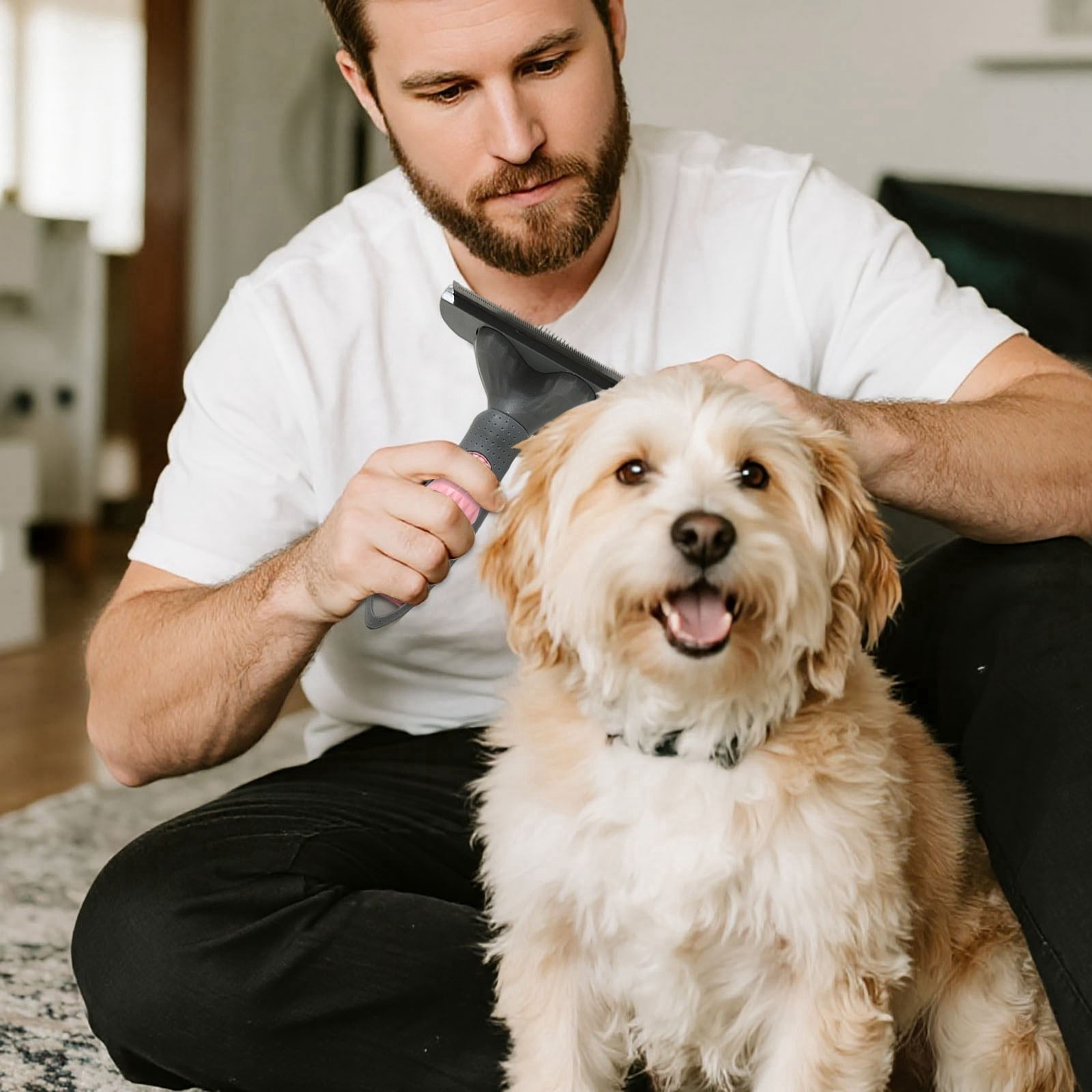 Brosse de Descente pour Chiens et Chats Grand Outil de Toilettage pour Animaux Réduit Efficacement la Perte de Poils Tapis