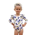thumbnail image 2 of Sunnyoo Toddler Girls One-Piece Swimsuit Floral Long Sleeve Rash Guard Quick Dry Bathing Suit, 2 of 7