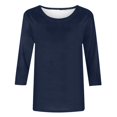 thumbnail image 3 of Hauts à Manches 3/4 pour Femmes Mode pour Femmes T-Shirt Uni Ample Mi-Long Blouse à Manches 3/4 Col Rond Hauts Décontractés T-Shirts en Coton Femmes T-Shirts pour Femmes Mode, 3 of 6