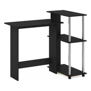 Pemberly Row Corner Computer Desk with Bookshelf in Stainless Steel Tubes