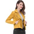 thumbnail image 1 of INSPIRE CHIC Veste Moto de Motard pour Femmes Courte en Faux Suède Doux à Fermeture Éclair, 1 of 2