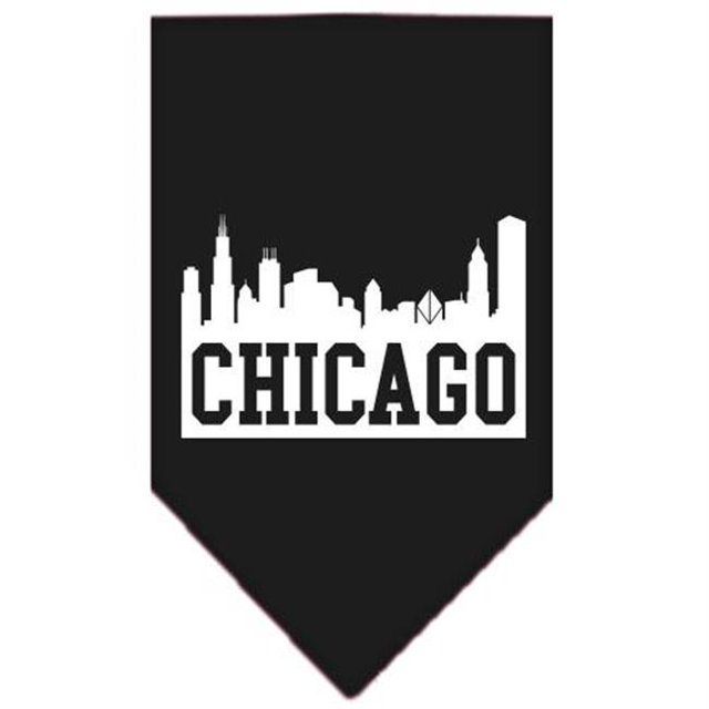 Chicago Skyline Sérigraphie Bandana Noir Grand