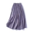 thumbnail image 4 of Cadeaux pour Femmes LSLJS Jupe Cheville en Coton et Lin d'Été Unie Brodée à Taille Élastique pour Femme, Jupe Maxi, 4 of 9