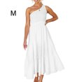 thumbnail image 4 of Robe Longue Femme Décontractée Plissée Midi Fête Danse Été Robe de Plage Vacances Bureau Mode Adolescents Vêtements Été Blanc m, 4 of 8
