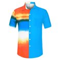 thumbnail image 1 of INSPIRE CHIC Chemises à Manches Courtes Boutonnées Imprimées pour Homme avec Poche Patchwork TG Bleu, 1 of 6