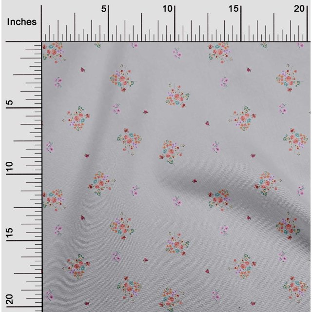 oneOone Viscose Chiffon Fabric Leaves & Flower Floral Printed Craft Fabric BTY 42 Inch Wide