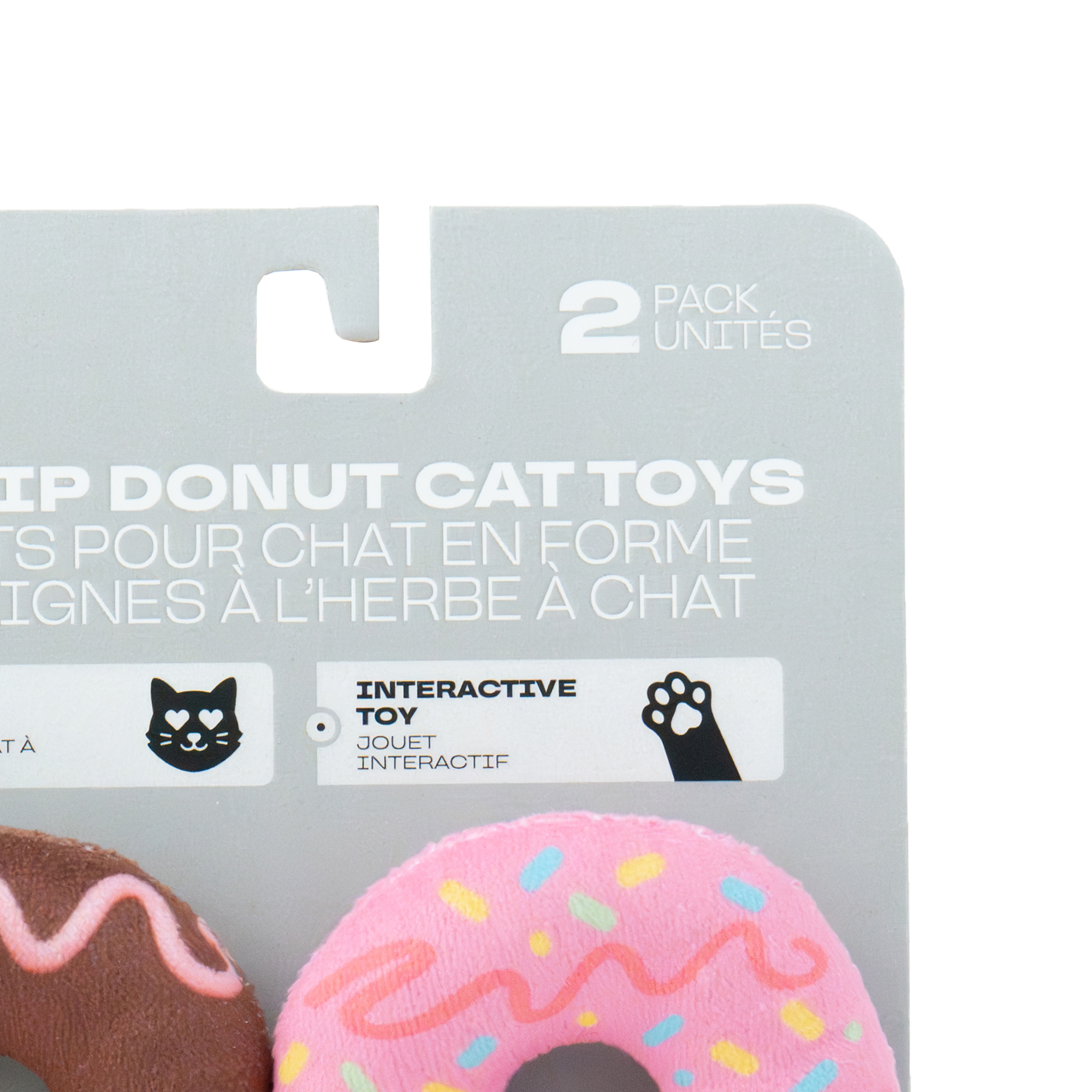 One Paw , Lot de 2, Jouet pour Chat en Forme de Beigne, en Peluche, Interactif pour Chats