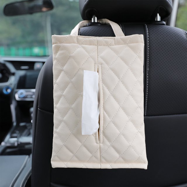Save Big! Diamond Leather Car Tissue Box, Seat Back Hanging Tissue Holder, Car Interior Two-Use DIY Tissue Box, Stylish Paper Organizer for Car and Home