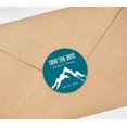 thumbnail image 3 of Darling Souvenir Round 45 Pcs Snowy Mountain Save The Date Stickers Personalized Bride Groom Names And Date Envelope Seals - Teal Blue, 3 of 4