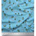 thumbnail image 1 of Soimoi Tissu Poly Georgette Feuilles & Insectes Décor Tissu Imprimé au Mètre 52 Pouces de Large, 1 of 3