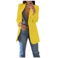 thumbnail image 2 of Meichang Womens Casual Blazers Jackets Solid Color Long Sleeve Open Front Work Office Blazers Slim Fit Lapel Jackets with Pockets Cardigans Plus Size Yellow S, 2 of 5