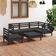 thumbnail image 1 of vidaXL 6 Piece Garden Lounge Set Solid Pinewood Black, 1 of 5