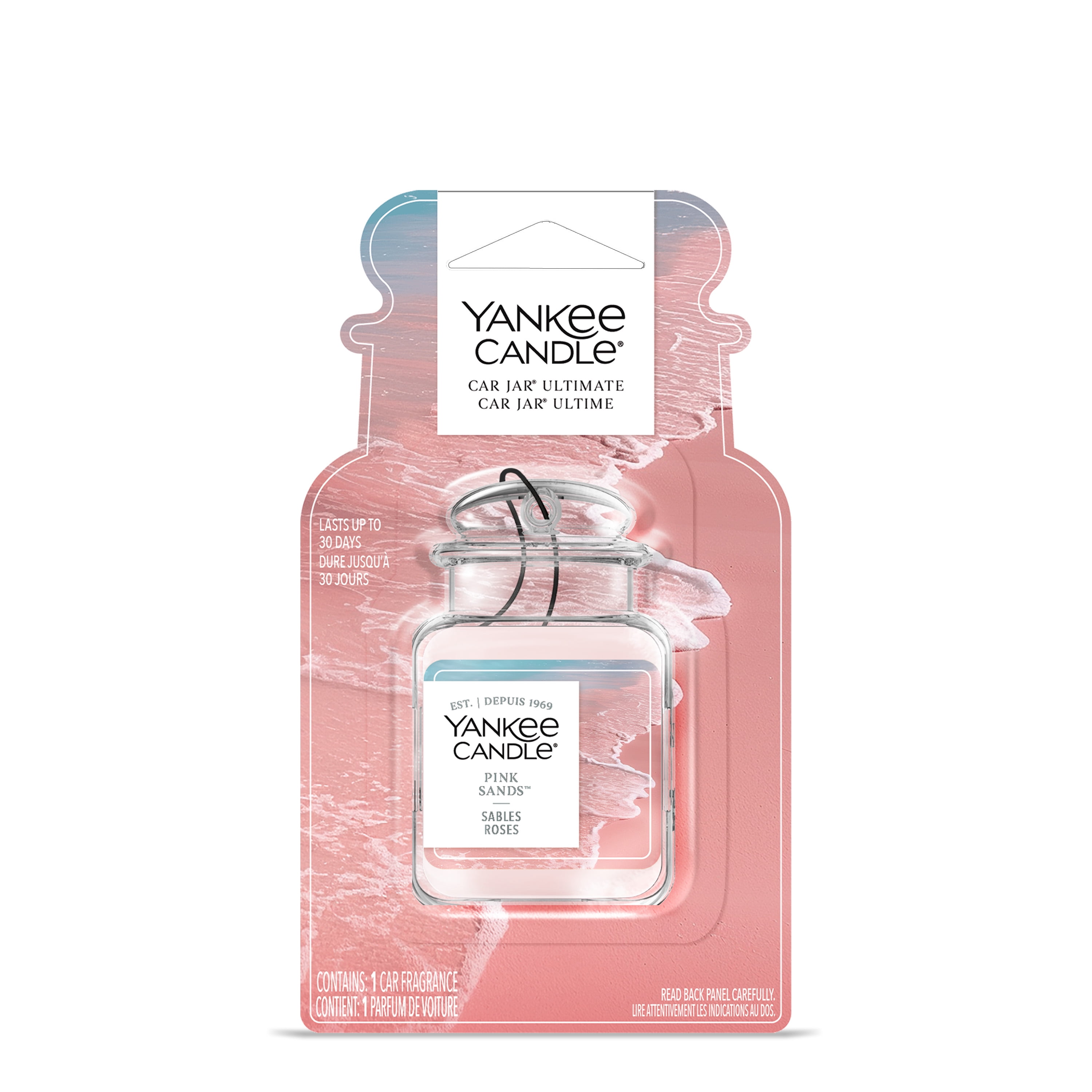 Désodorisant de voiture Yankee Candle Car Jar Ultimate, parfum Sables roses - neutralise les odeurs jusqu’à 30 jours