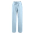 thumbnail image 2 of zanvin Women's Casual Solid Cotton Linen Drawstring Elastic Waist Wide Leg Cargo Pants, 2 of 5