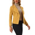 thumbnail image 4 of INSPIRE CHIC Cardigan Ouvert à Manches Longues en Faux Suède avec Col Drapé pour Femmes m Moutarde, 4 of 6