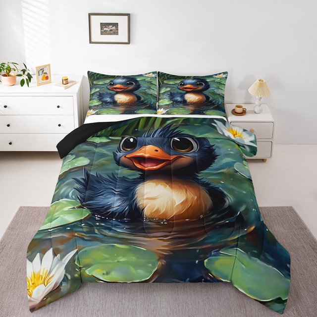Erosebridal Ensemble de Couette Grand Ornithorynque Mignon, Insert de Couette Animal Australien de Dessin Animé, Réversible 3 Pcs