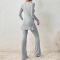 thumbnail image 4 of Women Crewneck Tops & Wide Leg Pant Set Simple Slouchy Home Suits (Army Green S), 4 of 6