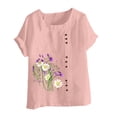 thumbnail image 4 of Fankiway T-Shirt Ample Décontracté d'Été pour Femme à Col Rond, Manches Courtes, Imprimé Floral, Hauts pour Femmes, Liquidation, Grande Taille, Chemises pour Femmes en Liquidation, Vêtements de Printemps pour Femmes 2024, 4 of 5
