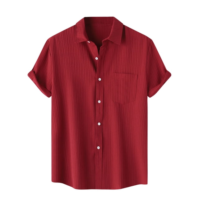 Chemise Décontractée pour Homme Unie à Col Rabattu à Manches Courtes avec Fermeture à Boutons Blouse Hawaïenne