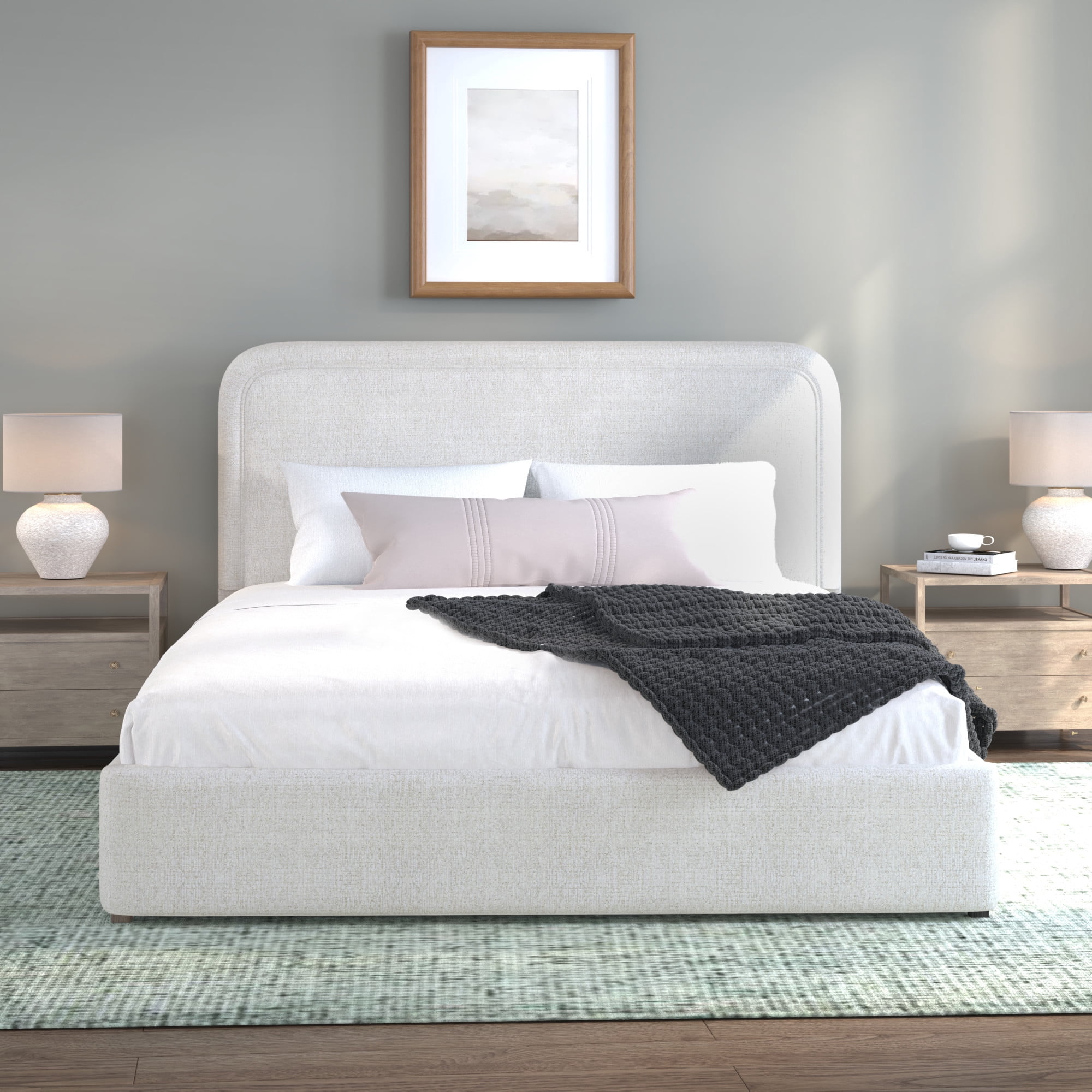Lit plateforme double Juliet en tissu bouclé – Better Homes & Gardens, couleur ivoire