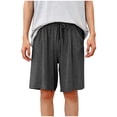 thumbnail image 3 of Yuyuzo Mens Shorts Casual Drawstring Elastic Waist Short Summer Loose Fitted Beach Shorts with Pockets, 3 of 7