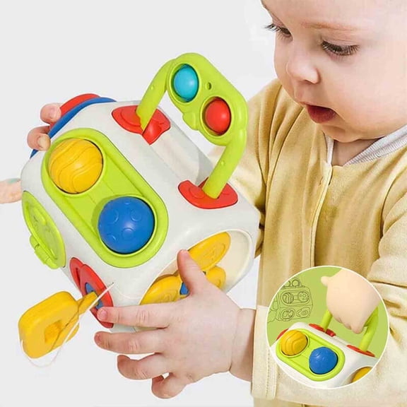Jouet Cube Occupé Octaèdre Sensoriel pour Tout-Petits / Cube d'Activité Montessori d'Apprentissage Précoce / Pratique de Prise de Main / Jouet de Voyage pour Enfants / Construction ABS Sécuritaire / Développement des Habiletés de Pensée Logique