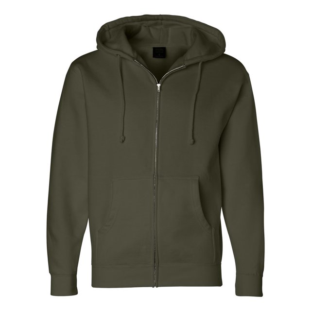 Independent Trading Co. Heavyweight Full-Zip Hooded Sweatshirt, S, Army