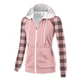 thumbnail image 3 of Chbgutlmr Sweatshirt for Women Raglan Long Sleeve Casual Plaid Jackets Drawstring Zip up Hoodies Pockets, 3 of 8