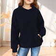 thumbnail image 2 of FAOWME Child Solid Color Hooded Silk Checked Tops Coat Navy 3-4 Years, 2 of 4