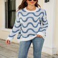thumbnail image 3 of Pullovers Jacquard Contrasté pour Femmes en Tricot Ample, 3 of 8