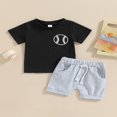thumbnail image 3 of 2Pcs Infant Baby Boy Summer Clothes Sets Outfits Short Sleeve Baseball Print Tops + Shorts Set, 3 of 9