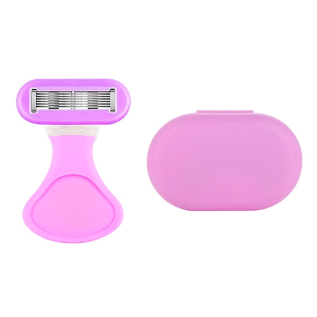 Women's 6-Layer Blade Manual Shaver with 55-Degree Pivoting Head - Curved Skin Fit, Reduced Pulling - Portable Mini Razor for Legs, Armpits - Purple ABS+TPR Body, Includes Cutter Holder, Head &