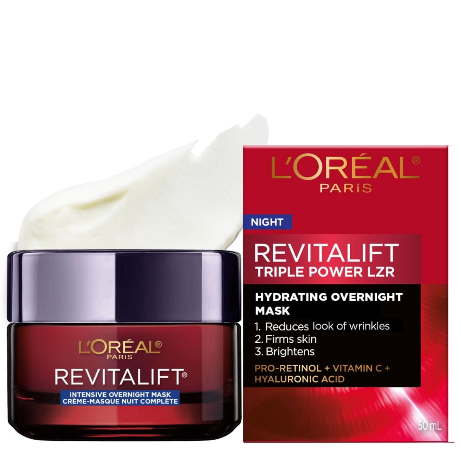 L'Oréal Paris Crème de Nuit, Pro-Rétinol, Vitamine C, AH