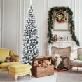 thumbnail image 3 of Gymax 7.5ft Snow Flocked Pencil Christmas Tree Artificial Pine Tree w/ Metal Stand, 3 of 10