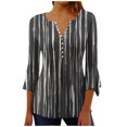 thumbnail image 1 of Hauts à Manches 3/4 pour Femmes Mode Imprimé Décontracté Col en V T-Shirt Blouse à Manches 3/4 Hauts Robe T-Shirt Femmes Été T-Shirts pour Femmes Robe d'Été avec Manches pour Femmes, 1 of 5