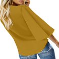 thumbnail image 3 of CHUANK Women‘s Button Down V Neck Tops Ruffled 3/4 Sleeve Tie Knot Front Blouses White Sizes S-2XL, 3 of 3