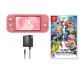 thumbnail image 1 of Nintendo Switch Lite Handheld Console Coral Pink Refurbished Bundle with Super Smash Bros. Ultimate Game, 1 of 6