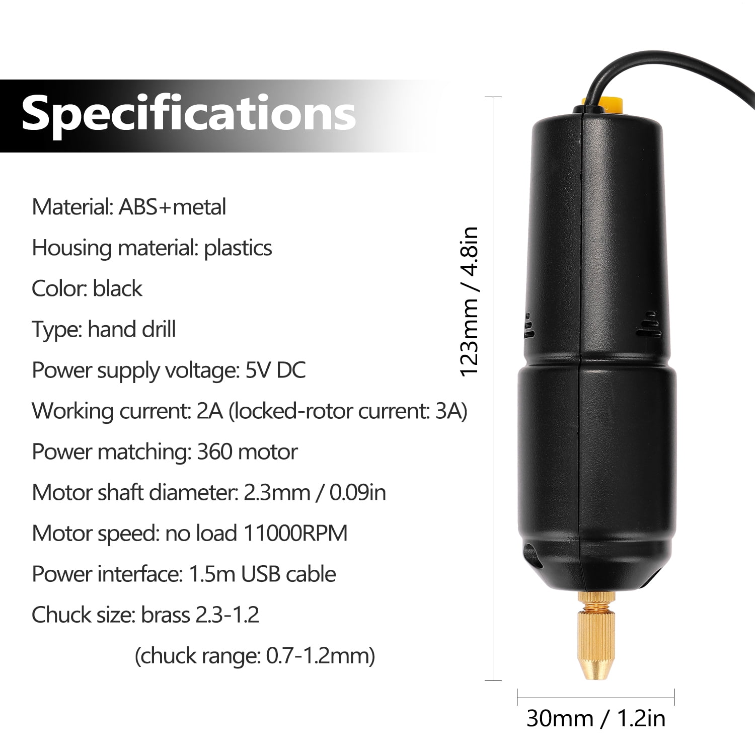 Electric Z-U36 Mini Handheld Electric Drill USB Puncher 5V Power Small Grinding Tool for Jewelry Pearl Resin DIY