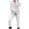 thumbnail image 1 of Besolor Womens 2 Piece Outfits Knit Sweater Sets Oversized Button down Cardigan and Slim Long Pants Matching Lounge Set, 1 of 5