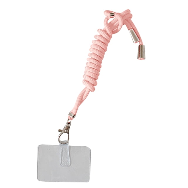 Baohd Mobile Phone Nylon Hanging Ropes with Card Detachable Neck Cords Anti-lost Crossbody Necklace Lanyards Strap Cellphone Accessory Pink