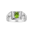 thumbnail image 1 of RYLOS Men's Rings 14K White Gold Rings Designer Weave Band 7X5MM Oval Gemstone & Diamond Ring Peridot August Birthstone Rings For Men,  Size 12, 1 of 6