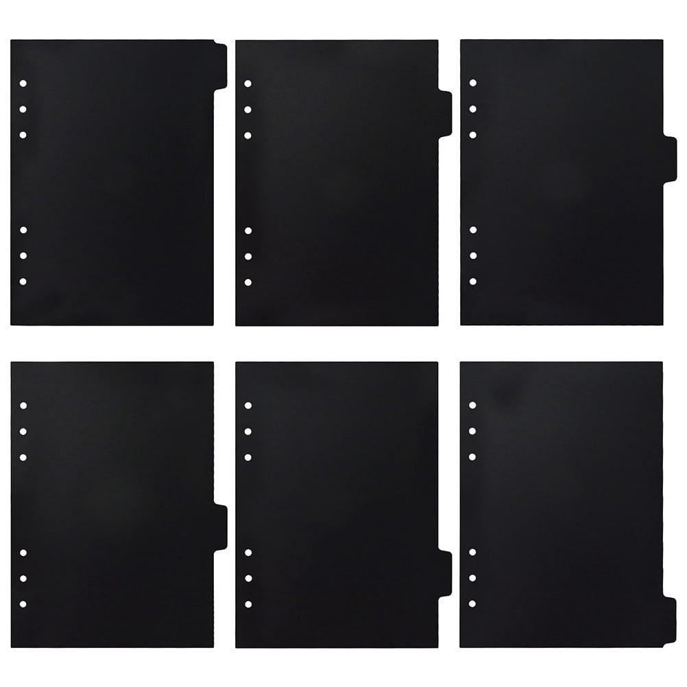 FRCOLOR binder tabs Black Binder Dividers for Notebook Made of PP Material Durable and Practical with Bright Color Design 6 Pieces,8.19"X5.91"X0.04"