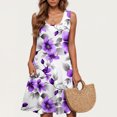 thumbnail image 1 of Ovzne Robes pour Femmes Robe pour Femme Robe Décontractée pour Femmes Grande Taille Sans Manches à Col Rond Courte Robe à Fleurs Robe de Vacances Liquidation, 1 of 5