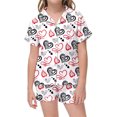 thumbnail image 1 of Ensemble de Pyjama en Satin pour Filles, Imprimé, Manches Courtes, Chemise Boutonnée, Ensemble Décontracté, Ensemble de Pyjama, Pyjama pour Enfants Garçons Filles, Mode, 1 of 4