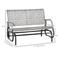 thumbnail image 3 of Outsunny 2 Seater Wicker Outdoor Glider Bench, Patio Swing Garden Bench, Garden Loveseat Rocking Chair, w/ Extra Wide Seat, Curved Backrest for Backyard, Poolside, Lawn, Mixed Grey, 3 of 10