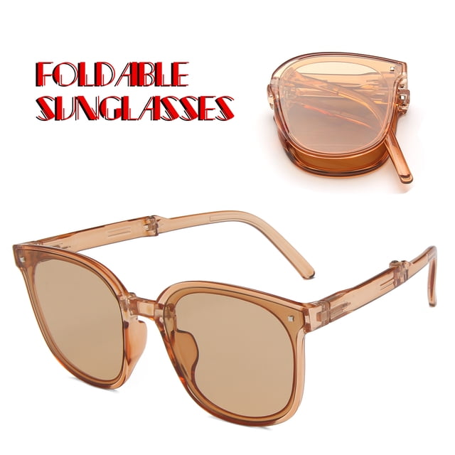 Trendy Sunglasses for Women Man Polarized Foldable Round Chic Retro Sun Glasses